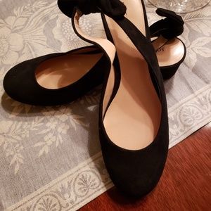 Sole Society black suede slingback block heel pump